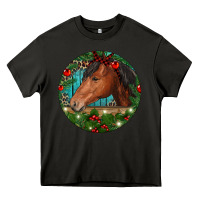 Asphalt Western Horse Christmas Heavy Core Tee - RanaPortraitStore