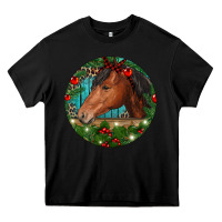 Black Western Horse Christmas Heavy Core Tee - RanaPortraitStore