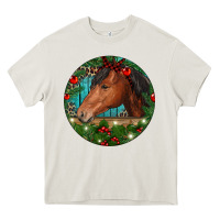 Cream Western Horse Christmas Heavy Core Tee - RanaPortraitStore