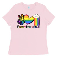 Bubblegum Pink Peace love Pride Ladies Tee - FaDigitalArtStudio