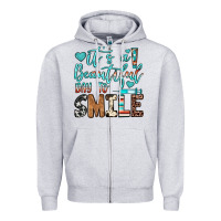 Heather Grey it’s a beautiful day to smile Zipper Hoodie - JahusDesignShop
