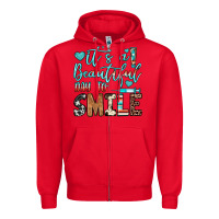Red it’s a beautiful day to smile Zipper Hoodie - JahusDesignShop