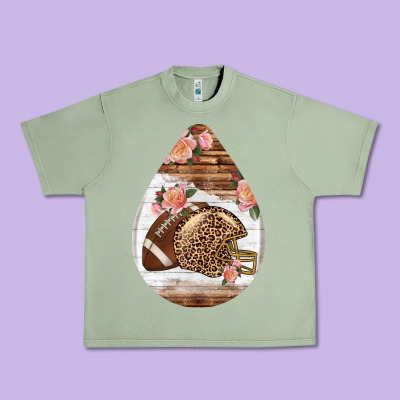 American Football And Western Roses Teardrop Urban Heavy Tee Designed By Bundleandbundleshop