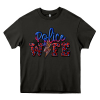 Asphalt police wife with lightning bolt Heavy Core Tee - CowGirlArtShop