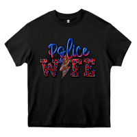 Black police wife with lightning bolt Heavy Core Tee - CowGirlArtShop