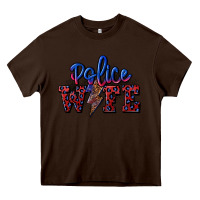 Chocolate Brown police wife with lightning bolt Heavy Core Tee - CowGirlArtShop