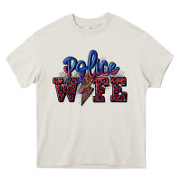 Cream police wife with lightning bolt Heavy Core Tee - CowGirlArtShop