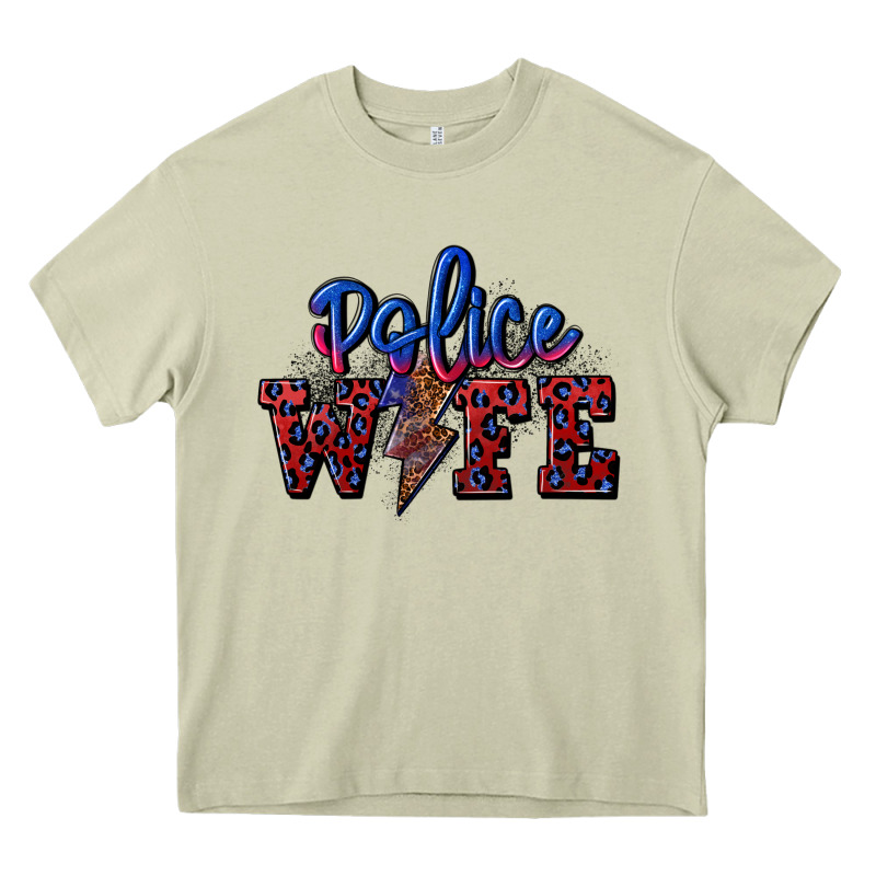 Police Wife With Lightning Bolt Heavy Core Tee by CowGirlArtShop | Teevron