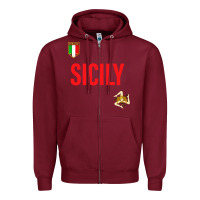 Burgundy sicily Zipper Hoodie - baoMotion