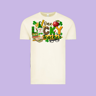 One Lucky Teacher Vintage Tee Designed By Fadigitalartstudio