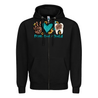 Black peace love dental Zipper Hoodie - JahusDesignShop
