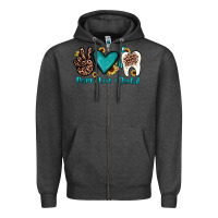 Charcoal Heather peace love dental Zipper Hoodie - JahusDesignShop