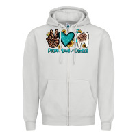Dove Grey peace love dental Zipper Hoodie - JahusDesignShop