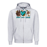 Heather Grey peace love dental Zipper Hoodie - JahusDesignShop