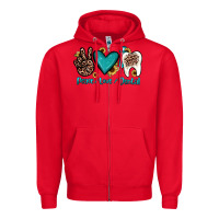 Red peace love dental Zipper Hoodie - JahusDesignShop