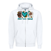 White peace love dental Zipper Hoodie - JahusDesignShop