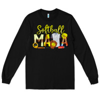 Black Softball Mama Long Sleeve Tee - CowhideDigitalArt
