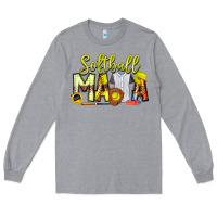 Heather Grey Softball Mama Long Sleeve Tee - CowhideDigitalArt