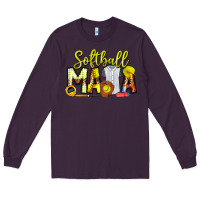 Plum Softball Mama Long Sleeve Tee - CowhideDigitalArt