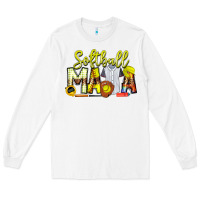 White Softball Mama Long Sleeve Tee - CowhideDigitalArt