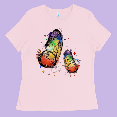 Rainbow Butterfly Pride Ladies Tee Designed By Fadigitalartstudio