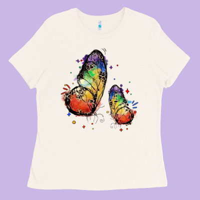 Rainbow Butterfly Pride Ladies Tee Designed By Fadigitalartstudio
