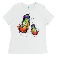 White rainbow butterfly pride Ladies Tee - FaDigitalArtStudio