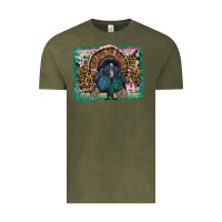 Vintage Olive thanksgiving turkey with background Vintage Tee - RanaPortraitStore