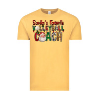 Vintage Mustard Santa's Favorite Volleyball Coach For Christmas Vintage Tee - FaDigitalArtStudio