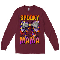 Burgundy Spooky Mama Long Sleeve Tee - CowhideDigitalArt