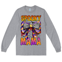 Heather Grey Spooky Mama Long Sleeve Tee - CowhideDigitalArt