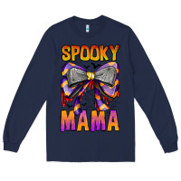 Navy Spooky Mama Long Sleeve Tee - CowhideDigitalArt