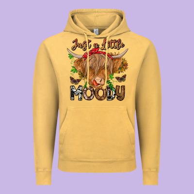 Just A Little Moody Vintage Hoodie Designed By Cowhidedigitalart