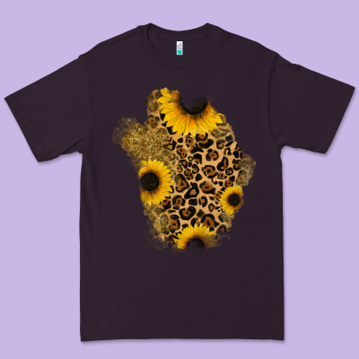 Glitter Sunflowers Leopard Patch Premium Tee Designed By Ranaportraitstore