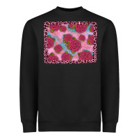 Black pink rose leopard background Heavyweight Sweatshirt - JahusDesignShop
