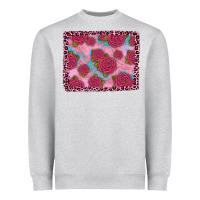 Heather Grey pink rose leopard background Heavyweight Sweatshirt - JahusDesignShop