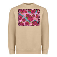 Pink Rose Leopard Background Heavyweight Sweatshirt | Teevron