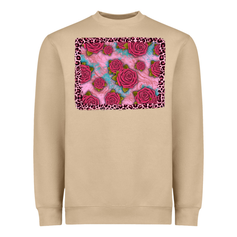 Pink Rose Leopard Background Heavyweight Sweatshirt by JahusDesignShop | Teevron
