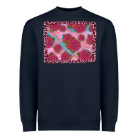 Navy pink rose leopard background Heavyweight Sweatshirt - JahusDesignShop