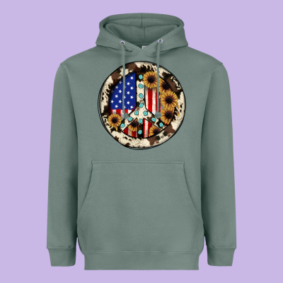 Peace Sign Heavyweight Hoodie Designed By Jahusdesignshop