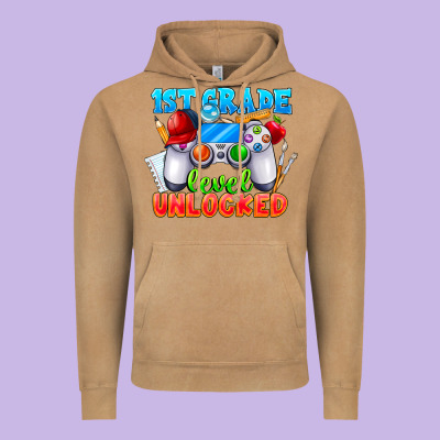 1st Grade Level Unlocked Vintage Hoodie Designed By Cowhidedigitalart