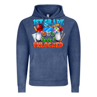 Vintage Denim 1st Grade Level Unlocked Vintage Hoodie - CowhideDigitalArt