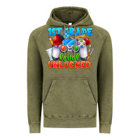 Vintage Olive 1st Grade Level Unlocked Vintage Hoodie - CowhideDigitalArt