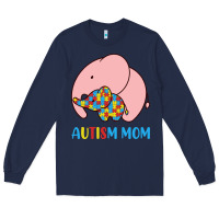 Navy autism awareness autism mom Long Sleeve Tee - CowhideDigitalArt