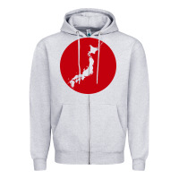 Heather Grey japan island Zipper Hoodie - baoMotion