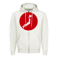 Oatmeal Heather japan island Zipper Hoodie - baoMotion