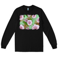Black Pink Roses Background Long Sleeve Tee - LillyAllenDesigns