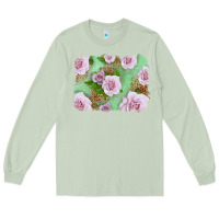 Matcha Pink Roses Background Long Sleeve Tee - LillyAllenDesigns