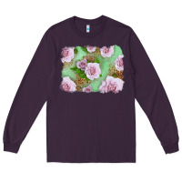 Plum Pink Roses Background Long Sleeve Tee - LillyAllenDesigns