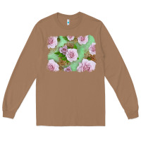 Toasted Coconut Pink Roses Background Long Sleeve Tee - LillyAllenDesigns